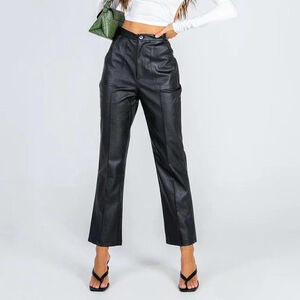Princess Polly Women’s Encore Pants Black Faux Leather Size 6 Straight Leg Vegan